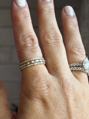 Freida Rothman 925 two tone pave Stacked Band Rings size 9